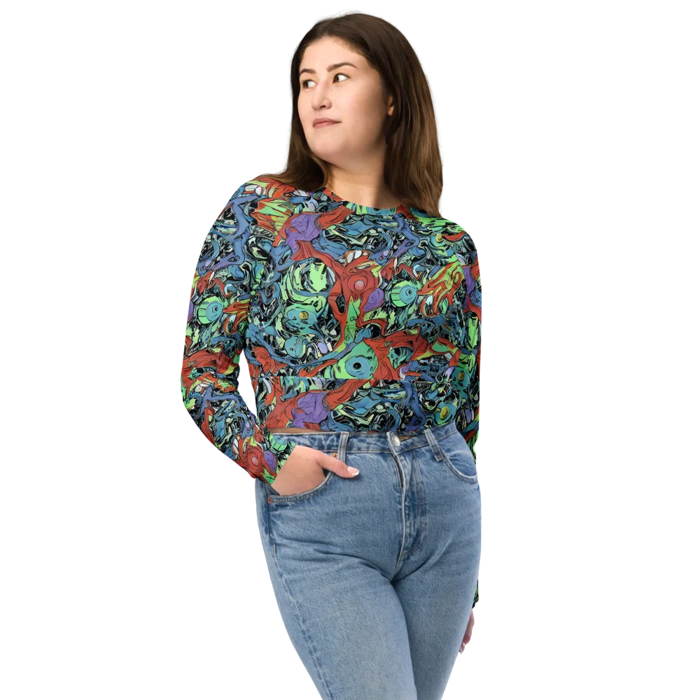 Surreal Shoal on Long Sleeve Crop Top — Front