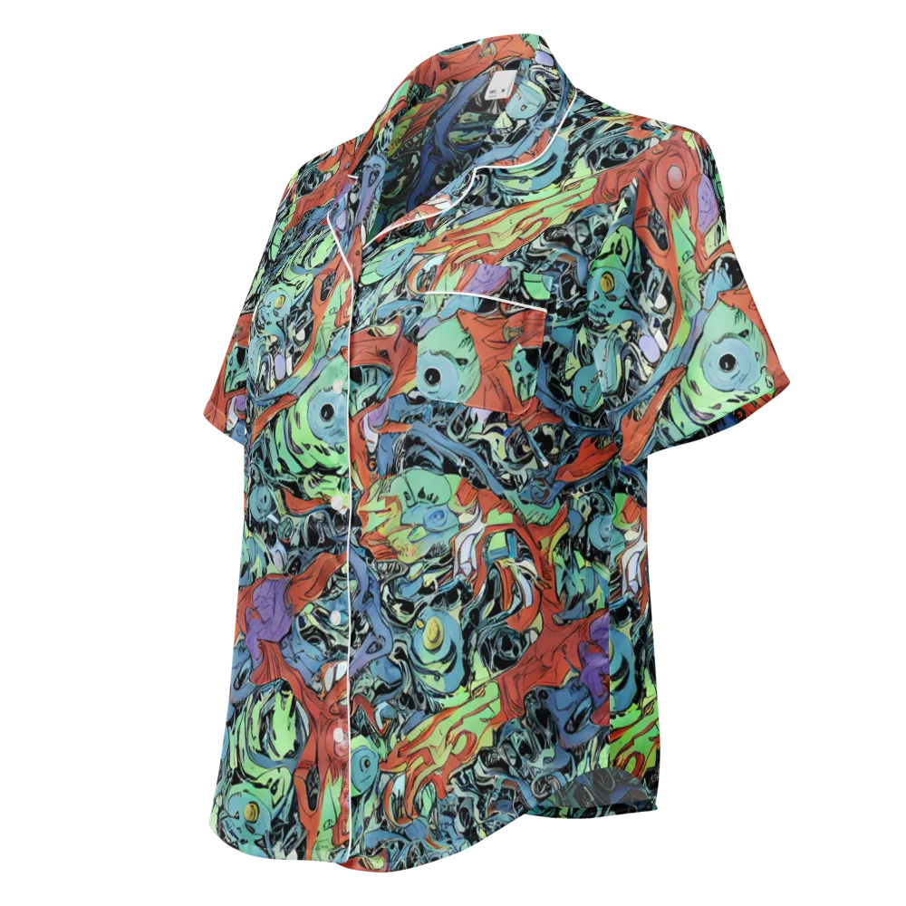 Surreal Shoal on Women's Short Sleeve Pajama Top — Left Front