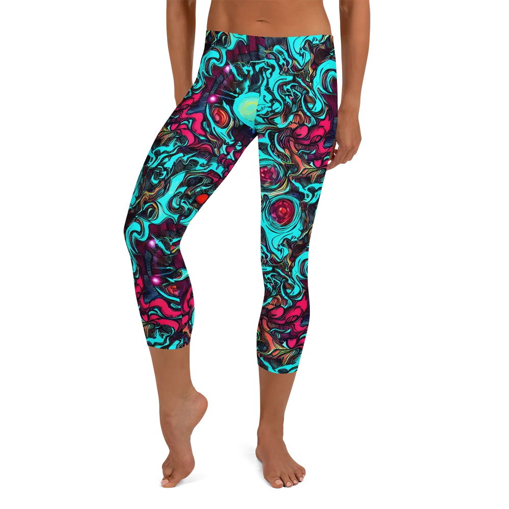 Warped Radiance on Capri Leggings — Front