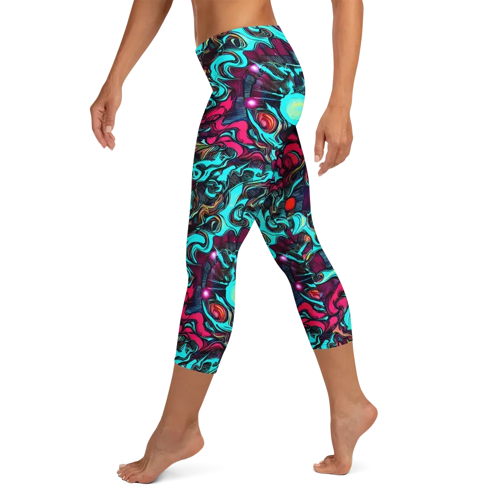 Warped Radiance on Capri Leggings — Left