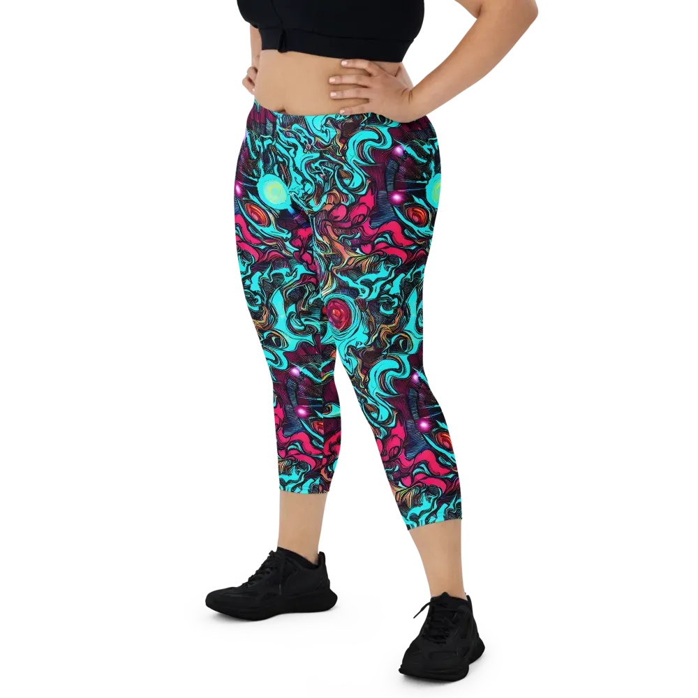 Warped Radiance on Capri Leggings — Front