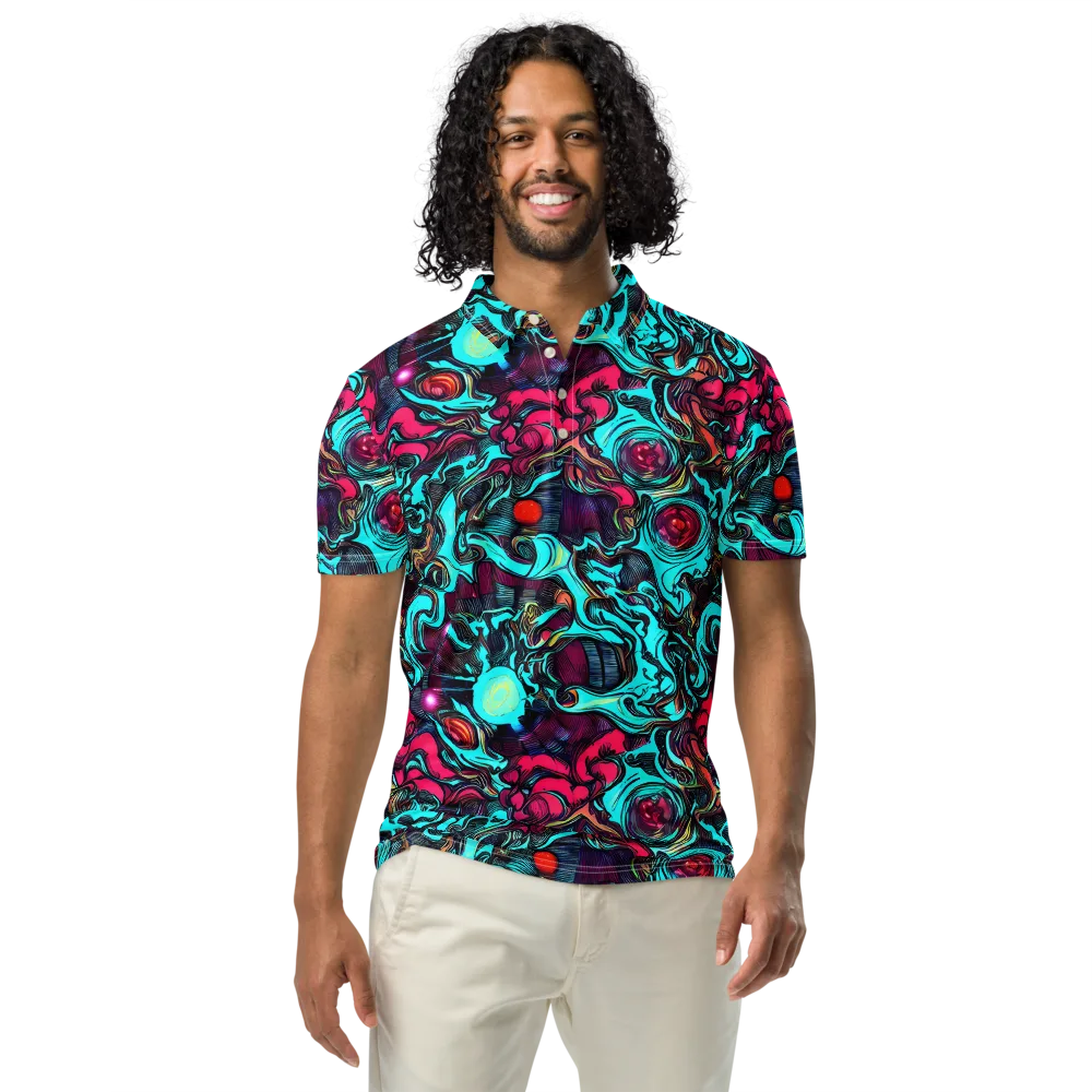 Warped Radiance on Men's Slim Fit Polo Shirt — Front