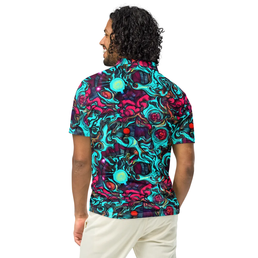 Warped Radiance on Men's Slim Fit Polo Shirt — Back