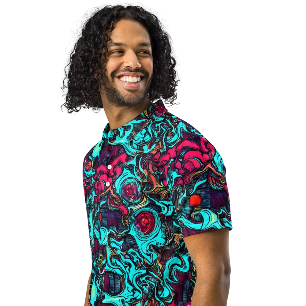 Warped Radiance on Men's Slim Fit Polo Shirt — Left Front