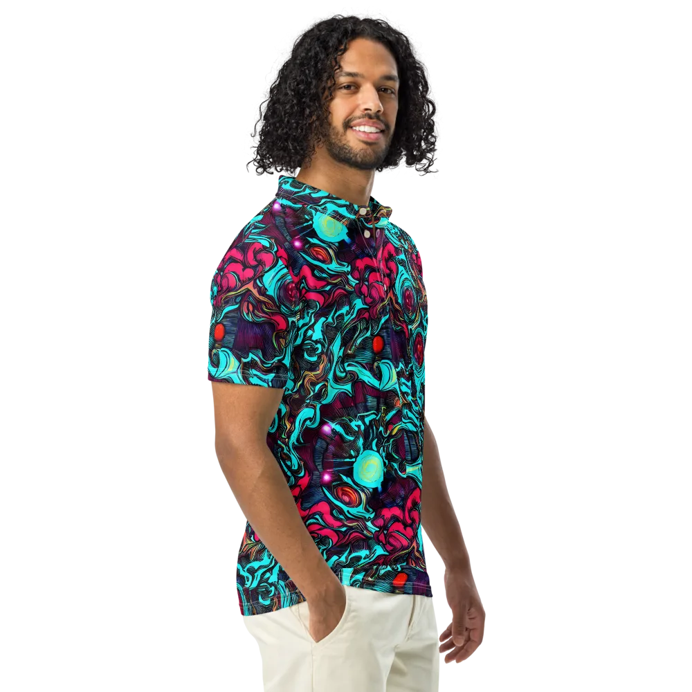 Warped Radiance on Men's Slim Fit Polo Shirt — Right Front