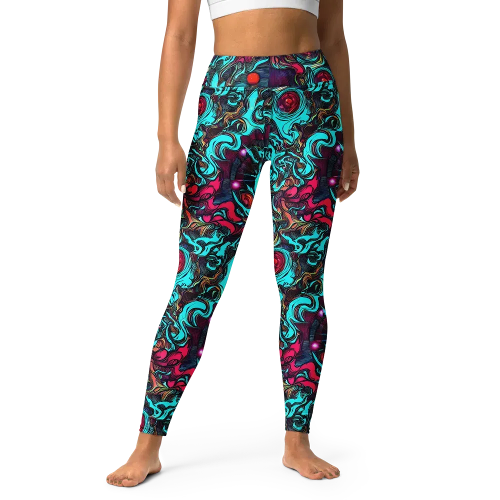 Warped Radiance on Yoga Leggings — Front
