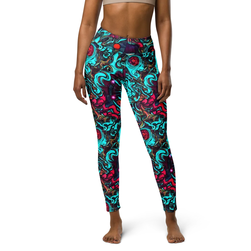 Warped Radiance on Yoga Leggings — Front