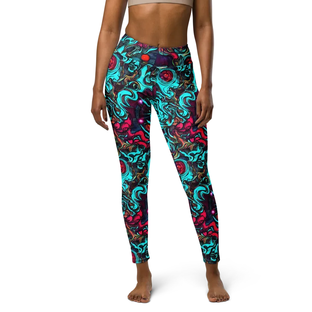 Warped Radiance on Yoga Leggings — Front