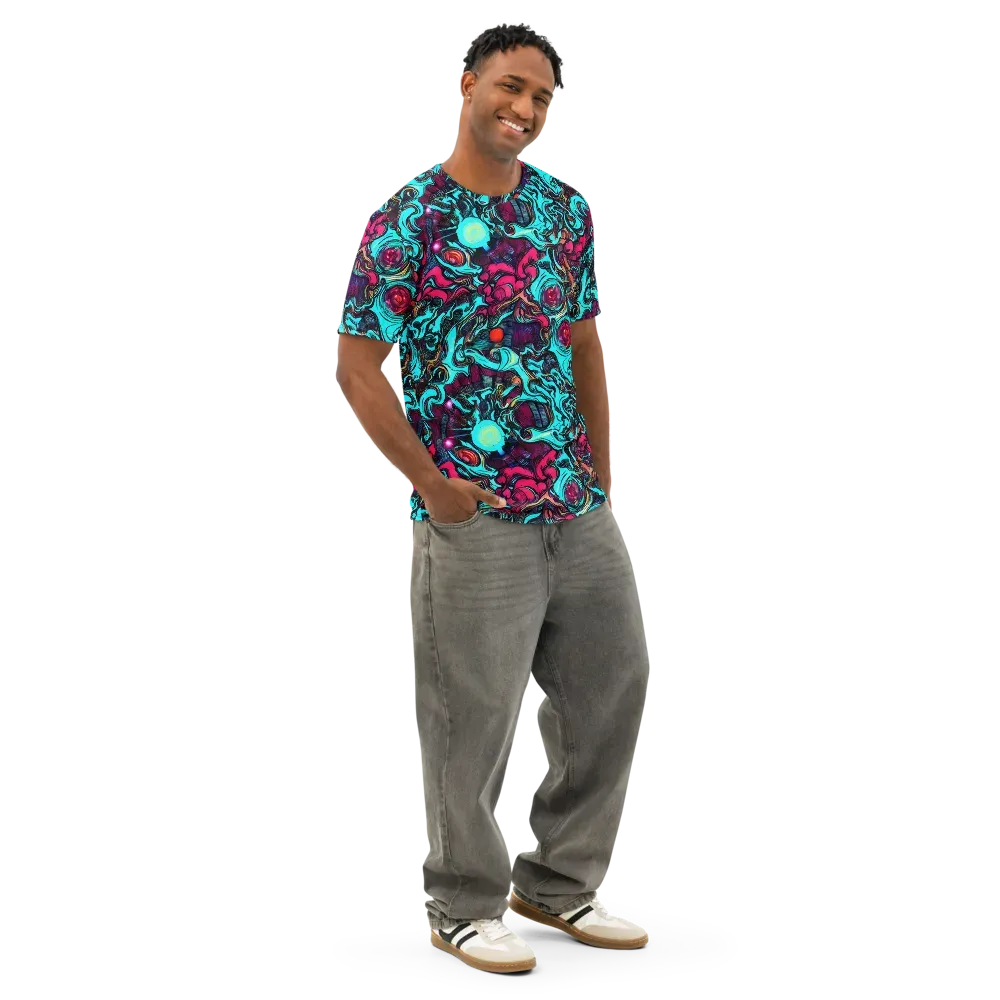Warped Radiance on Men's Cotton Crew Neck T-Shirt — Right Front