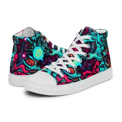 Warped Radiance on a Men's High Top Canvas Shoes
