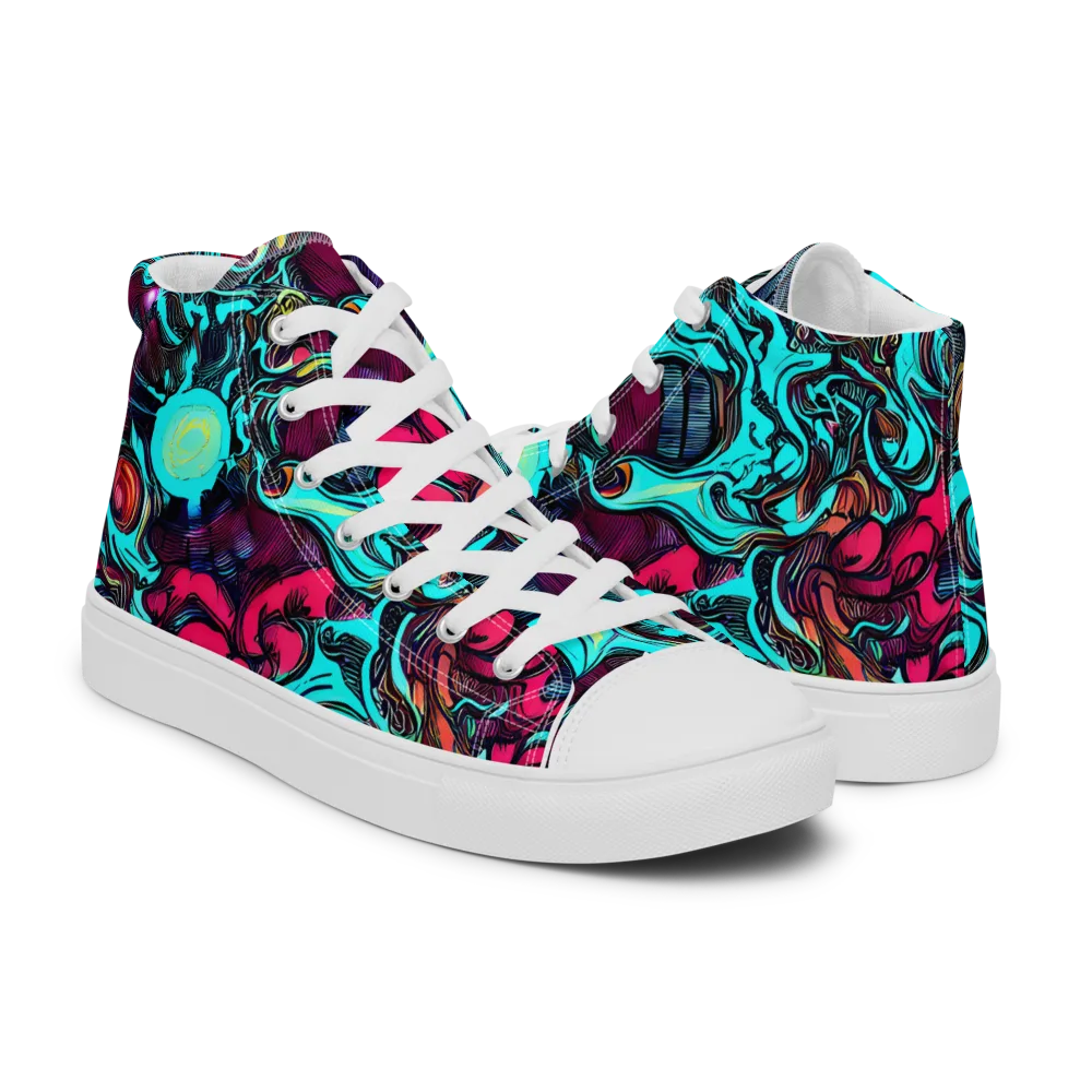 Warped Radiance on Men's High Top Canvas Shoes — Right