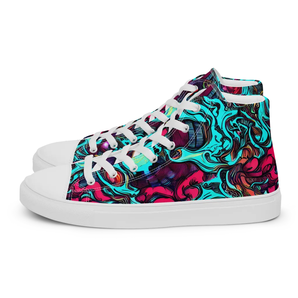 Warped Radiance on Women's High Top Canvas Shoes — Left