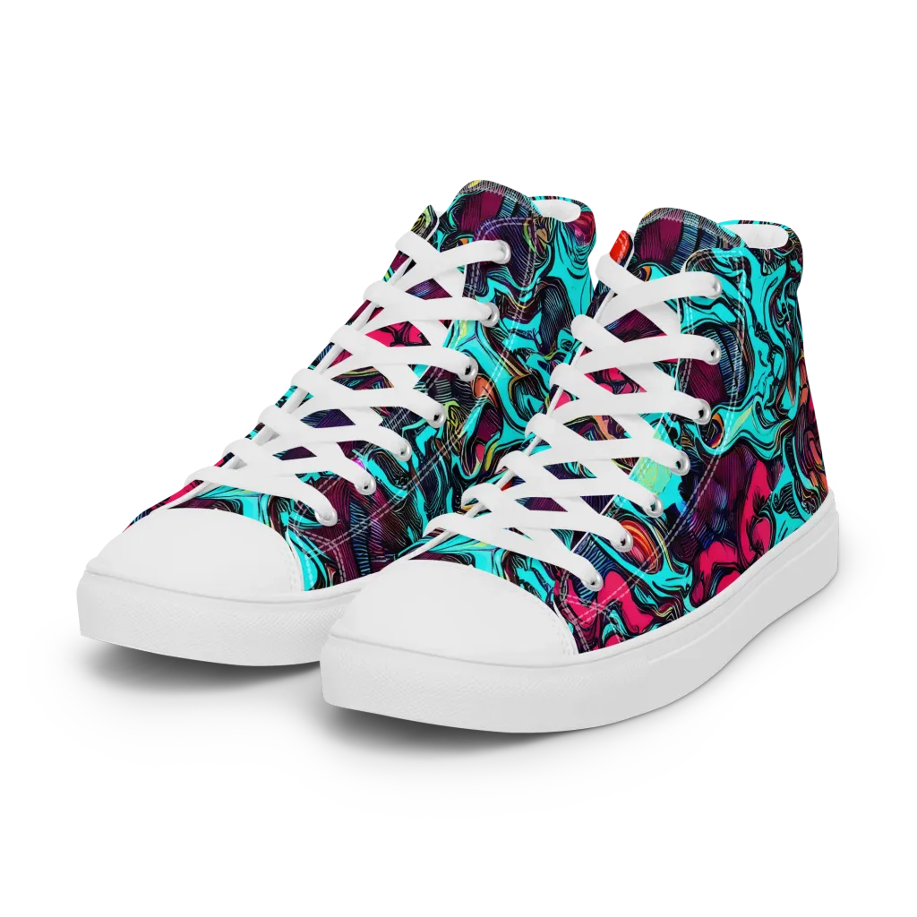 Warped Radiance on Women's High Top Canvas Shoes — Left Front