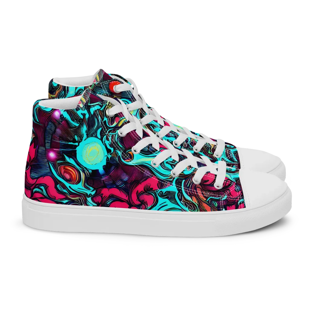 Warped Radiance on Women's High Top Canvas Shoes — Right