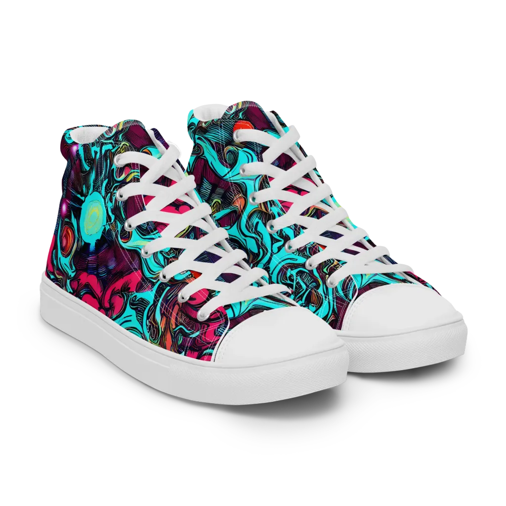 Warped Radiance on Women's High Top Canvas Shoes — Right Front