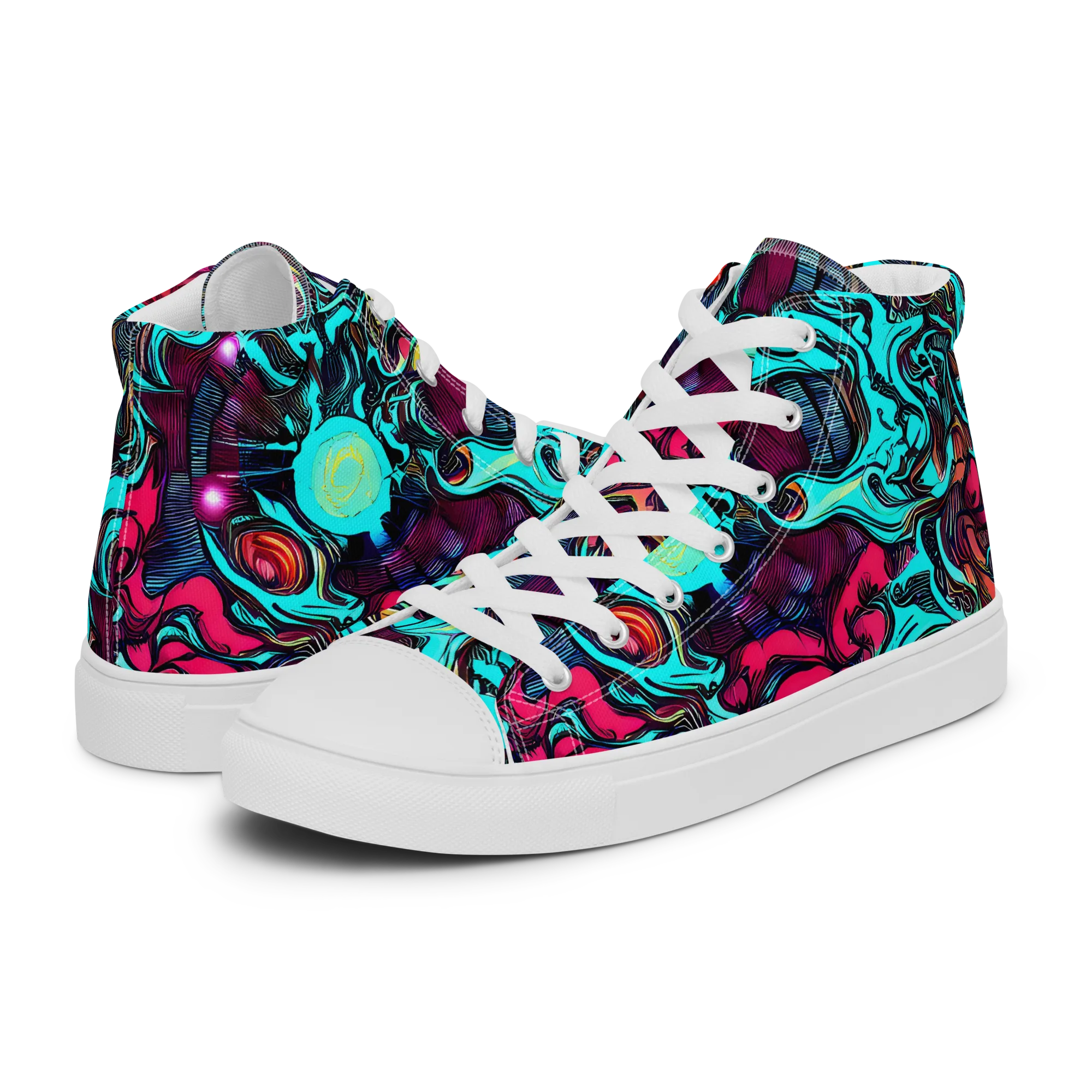 Warped Radiance on Women's High Top Canvas Shoes — Left