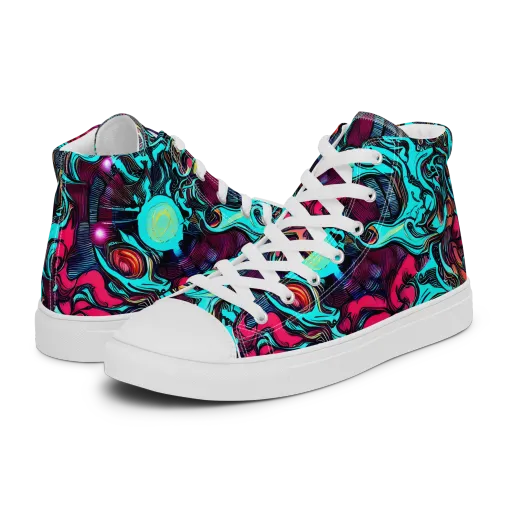 Warped Radiance on a Women's High Top Canvas Shoes