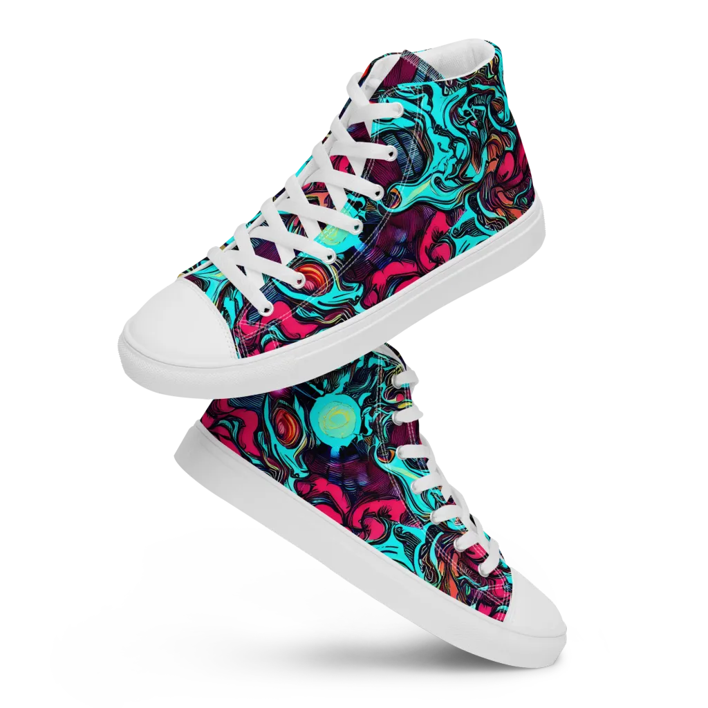 Warped Radiance on Women's High Top Canvas Shoes — Front