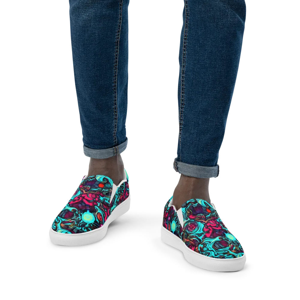 Warped Radiance on Men's Slip-On Canvas Shoes — Front