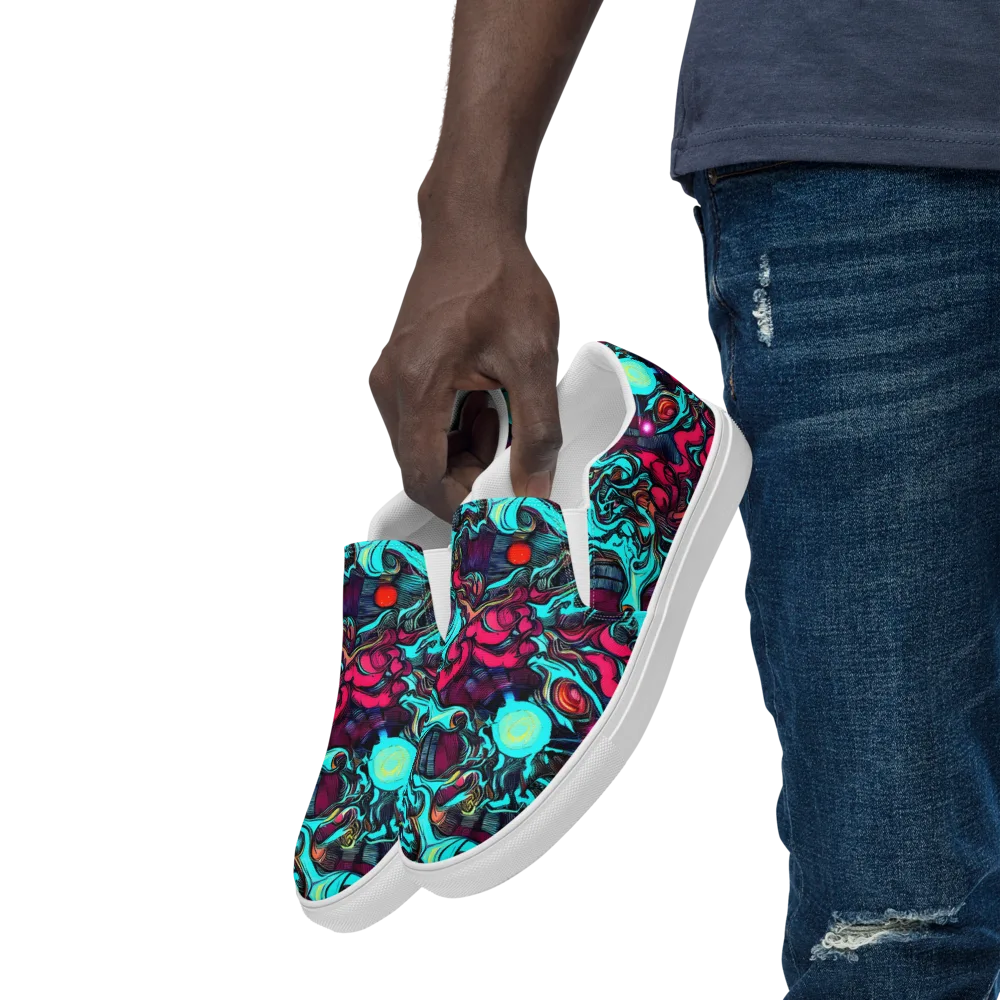 Warped Radiance on Men's Slip-On Canvas Shoes — Left Front