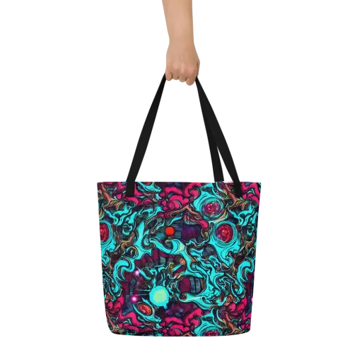 Warped Radiance on a Large Tote Bag W/ Pocket