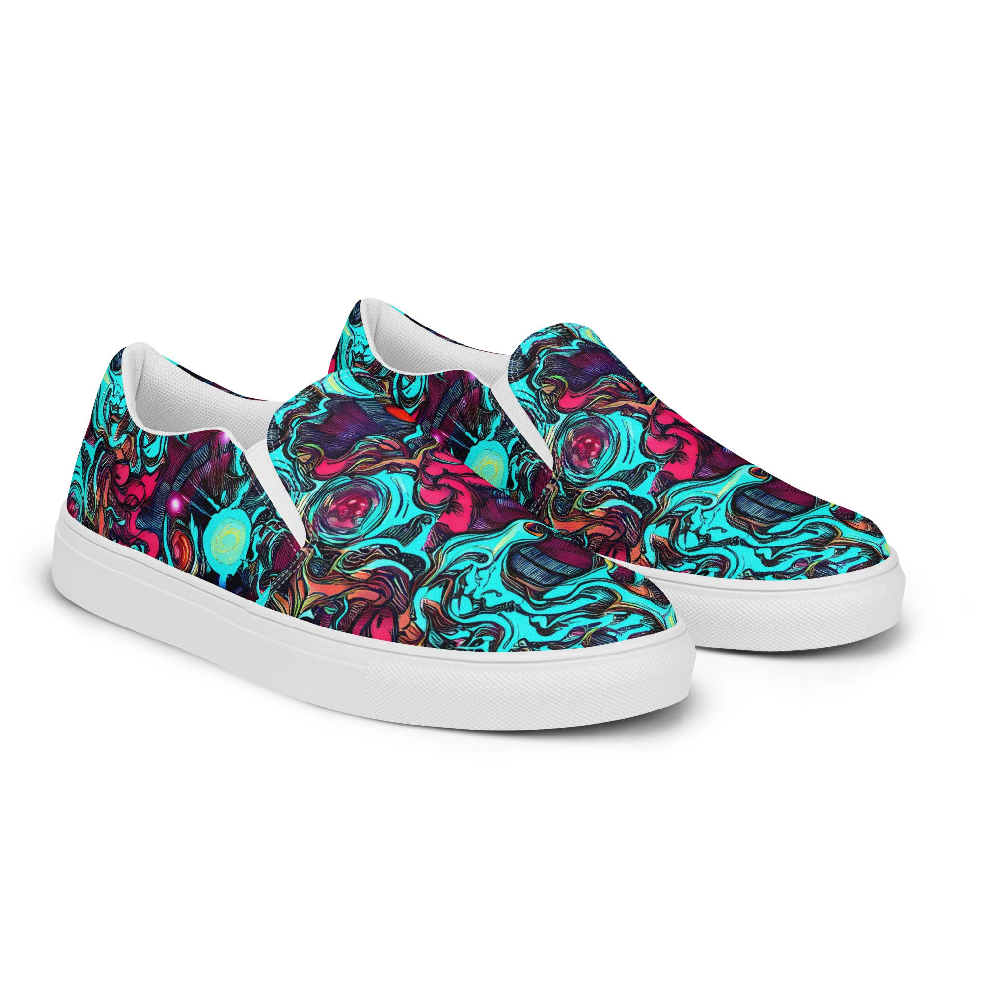 Warped Radiance on Women's Slip-On Canvas Shoes — Right Front