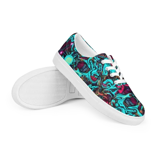 Warped Radiance on a Men's Lace-Up Canvas Shoes
