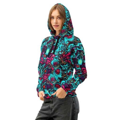 Warped Radiance on a Cotton Hoodie