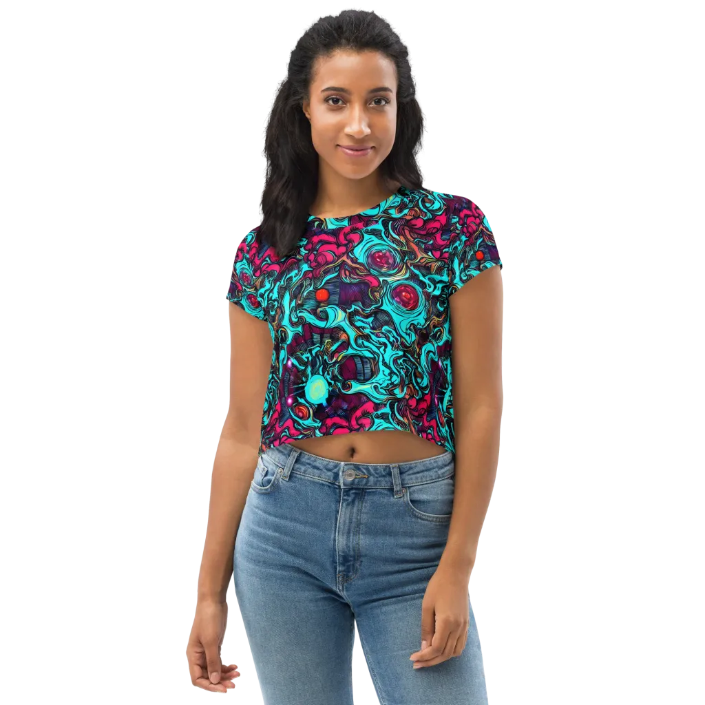 Warped Radiance on Crop Tee — Front