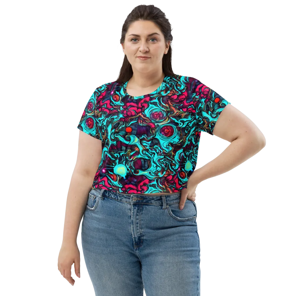 Warped Radiance on Crop Tee — Front