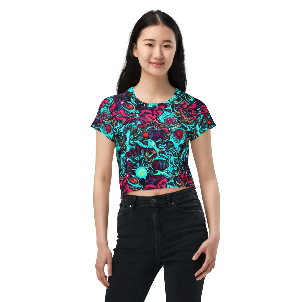 Warped Radiance on Crop Tee — Front