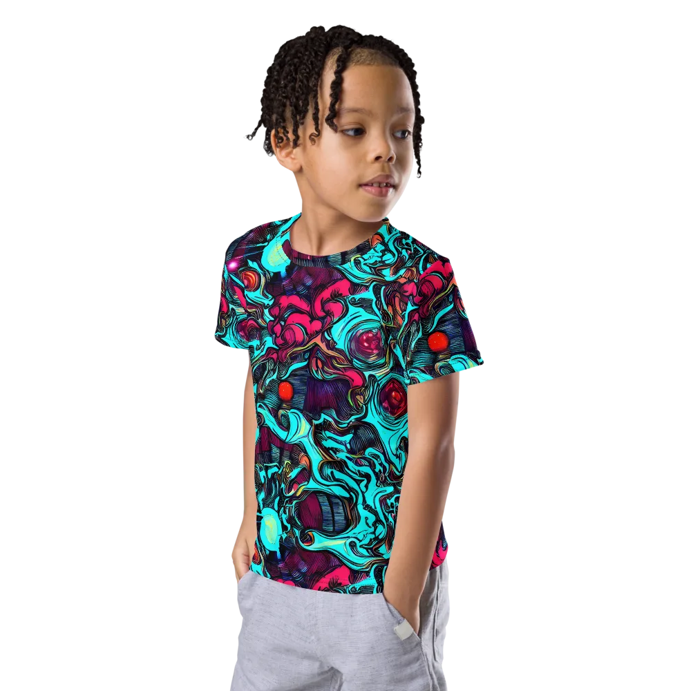 Warped Radiance on Kids Crew Neck T-Shirt — Left Front