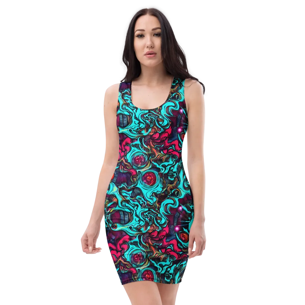 Warped Radiance on Bodycon Dress — Front
