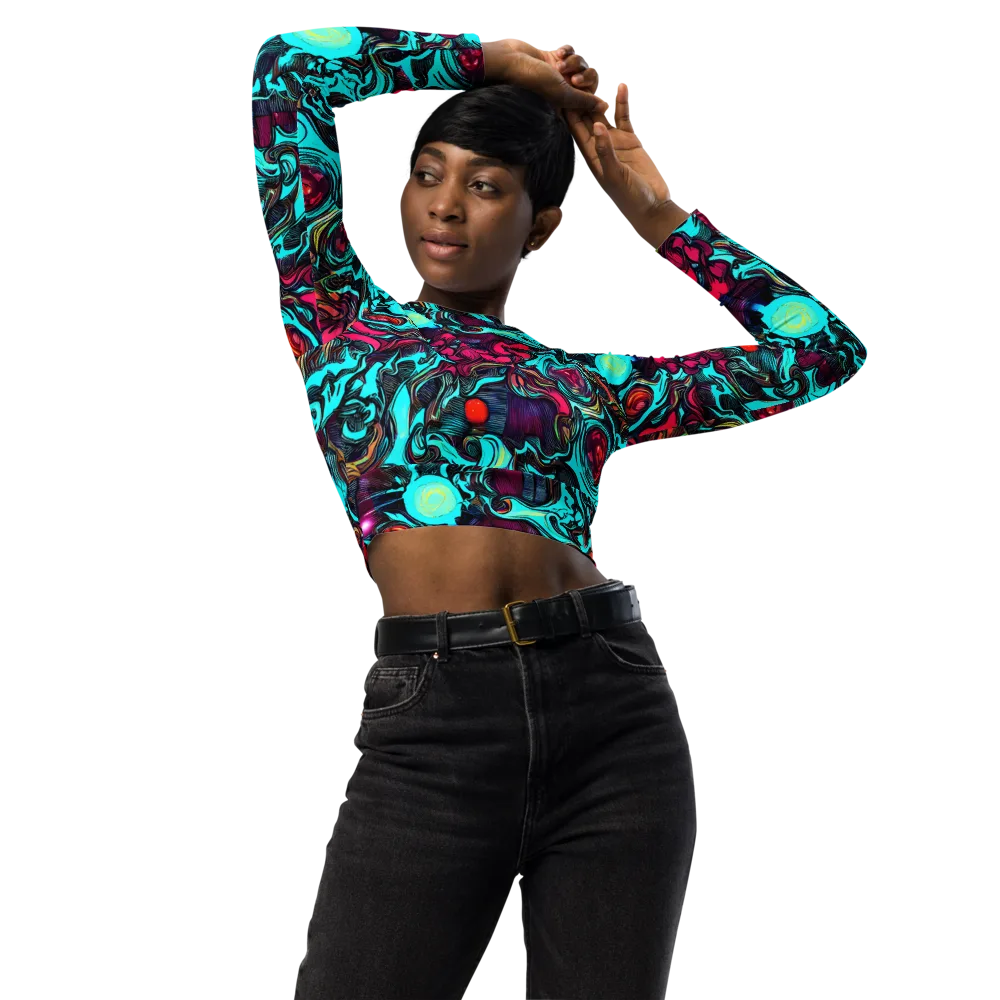 Warped Radiance on Long Sleeve Crop Top — Front