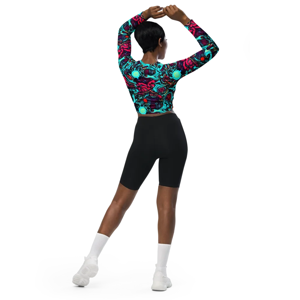 Warped Radiance on Long Sleeve Crop Top — Back