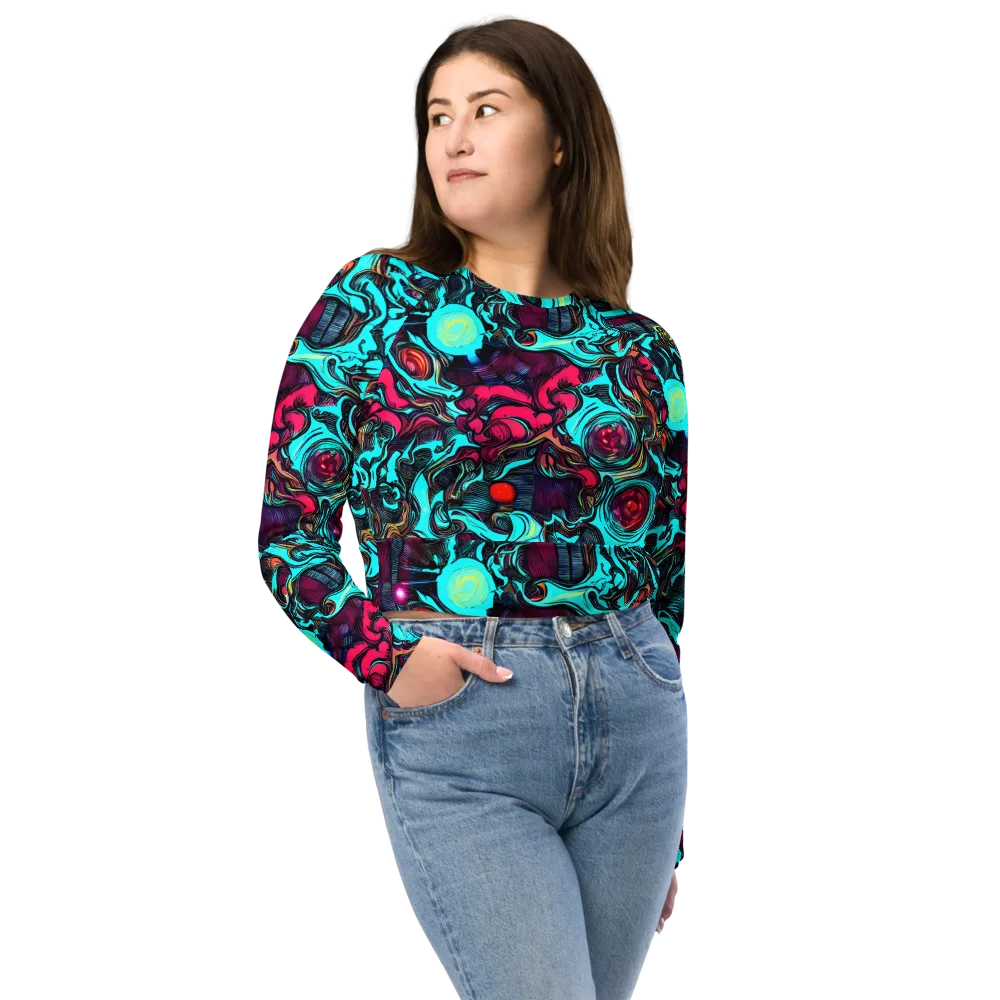 Warped Radiance on Long Sleeve Crop Top — Front