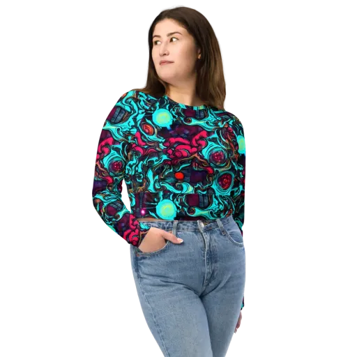 Warped Radiance on a Long Sleeve Crop Top