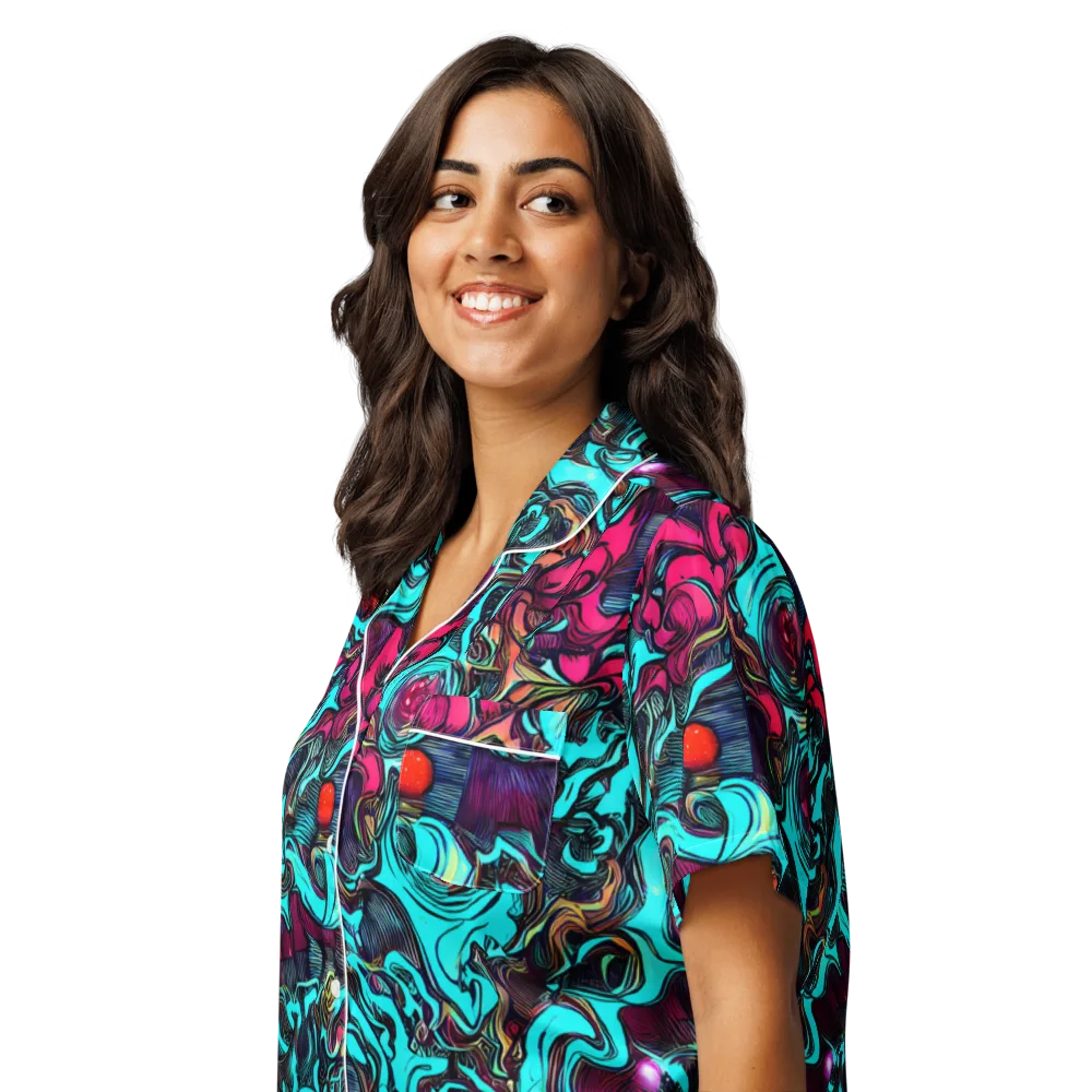 Warped Radiance on Women's Short Sleeve Pajama Top — Left Front