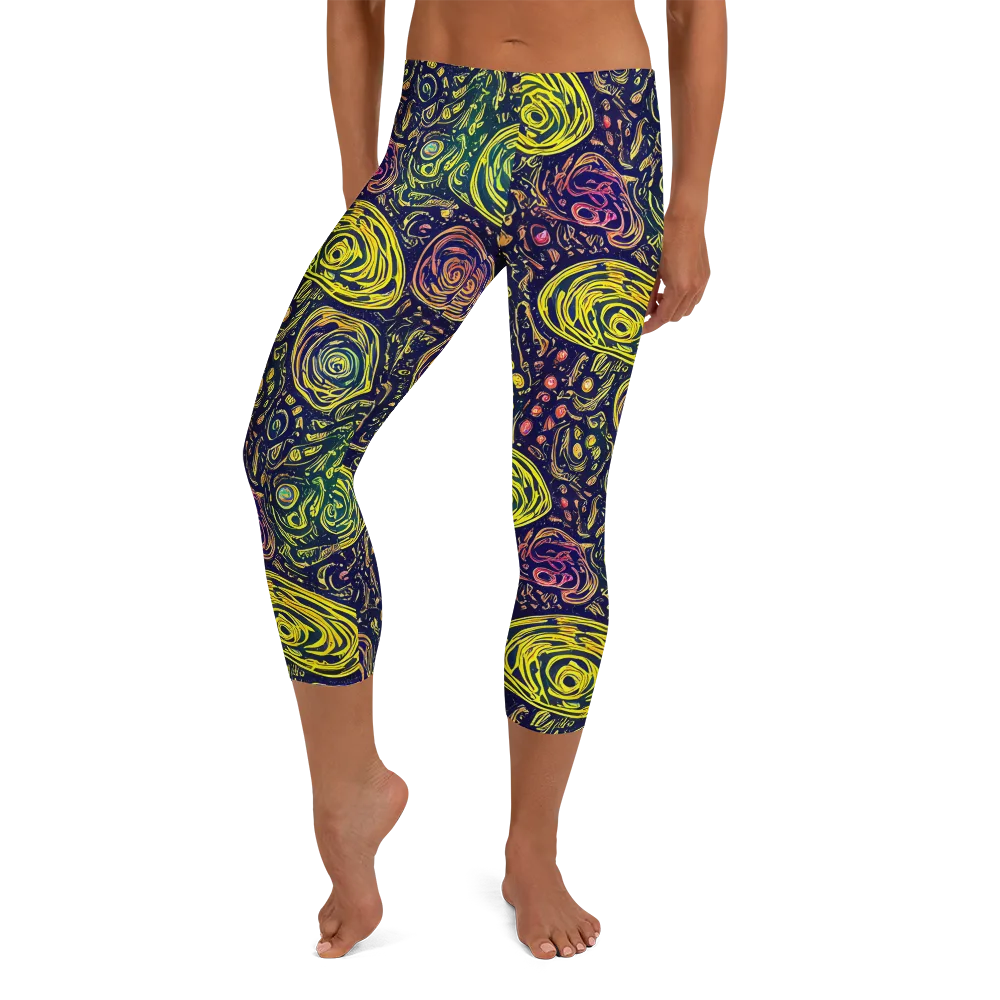 Afterdark Whorl on Capri Leggings — Front