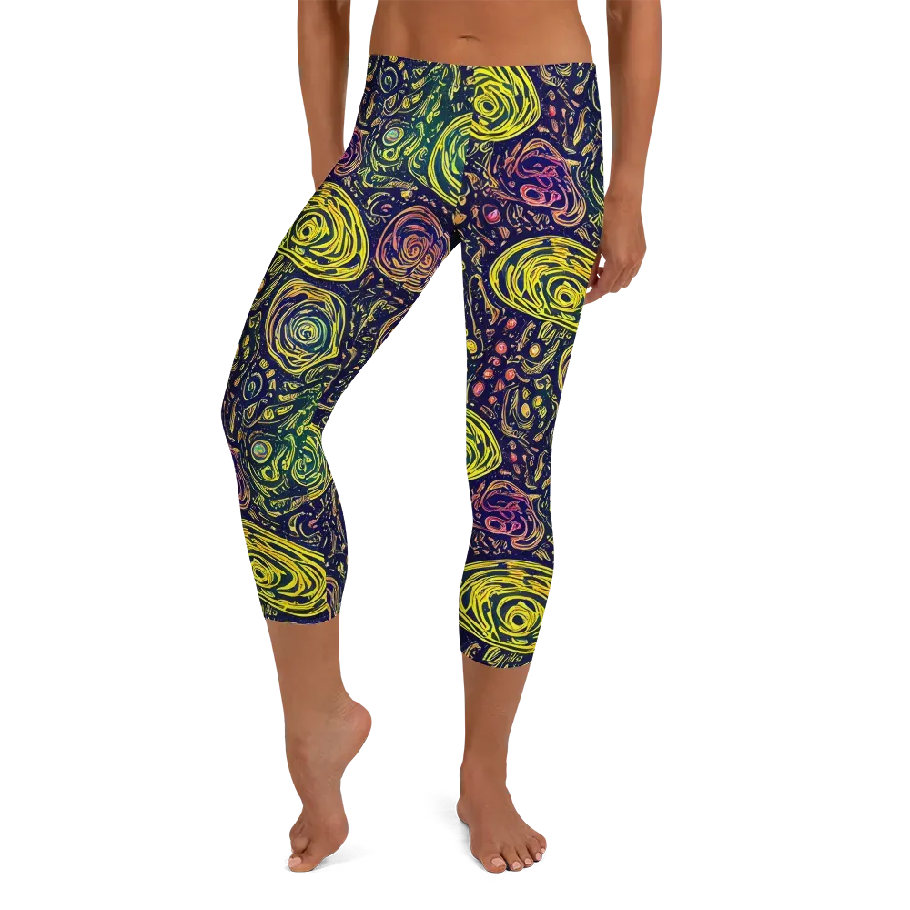 Afterdark Whorl on Capri Leggings — Front