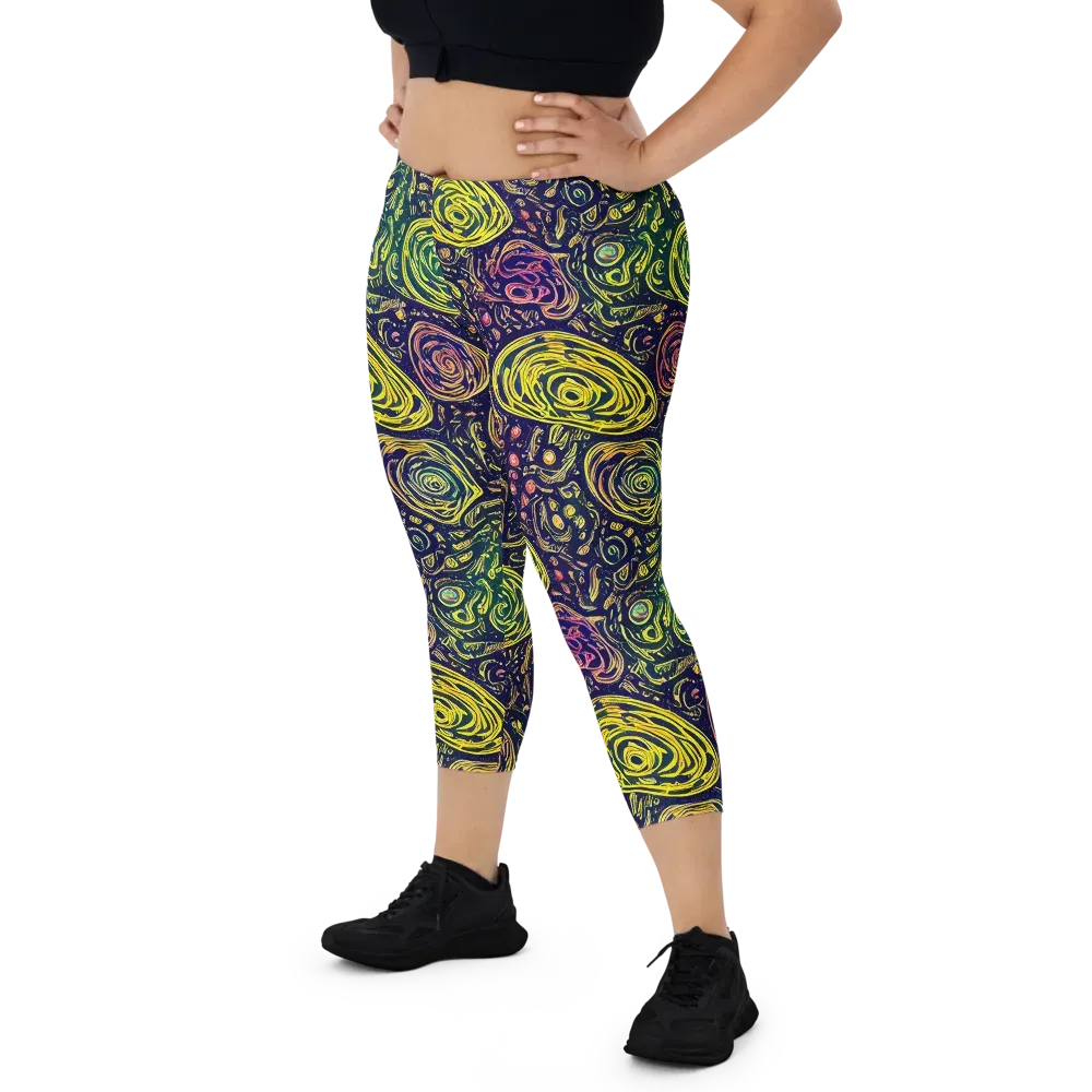 Afterdark Whorl on Capri Leggings — Front