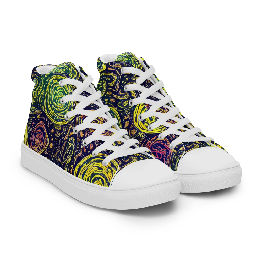 Afterdark Whorl on Men's High Top Canvas Shoes — Right Front