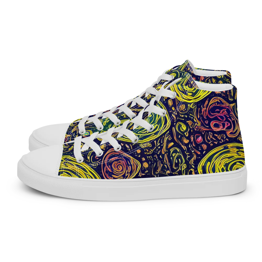 Afterdark Whorl on Men's High Top Canvas Shoes — Left