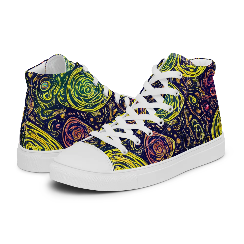 Afterdark Whorl on Men's High Top Canvas Shoes — Left