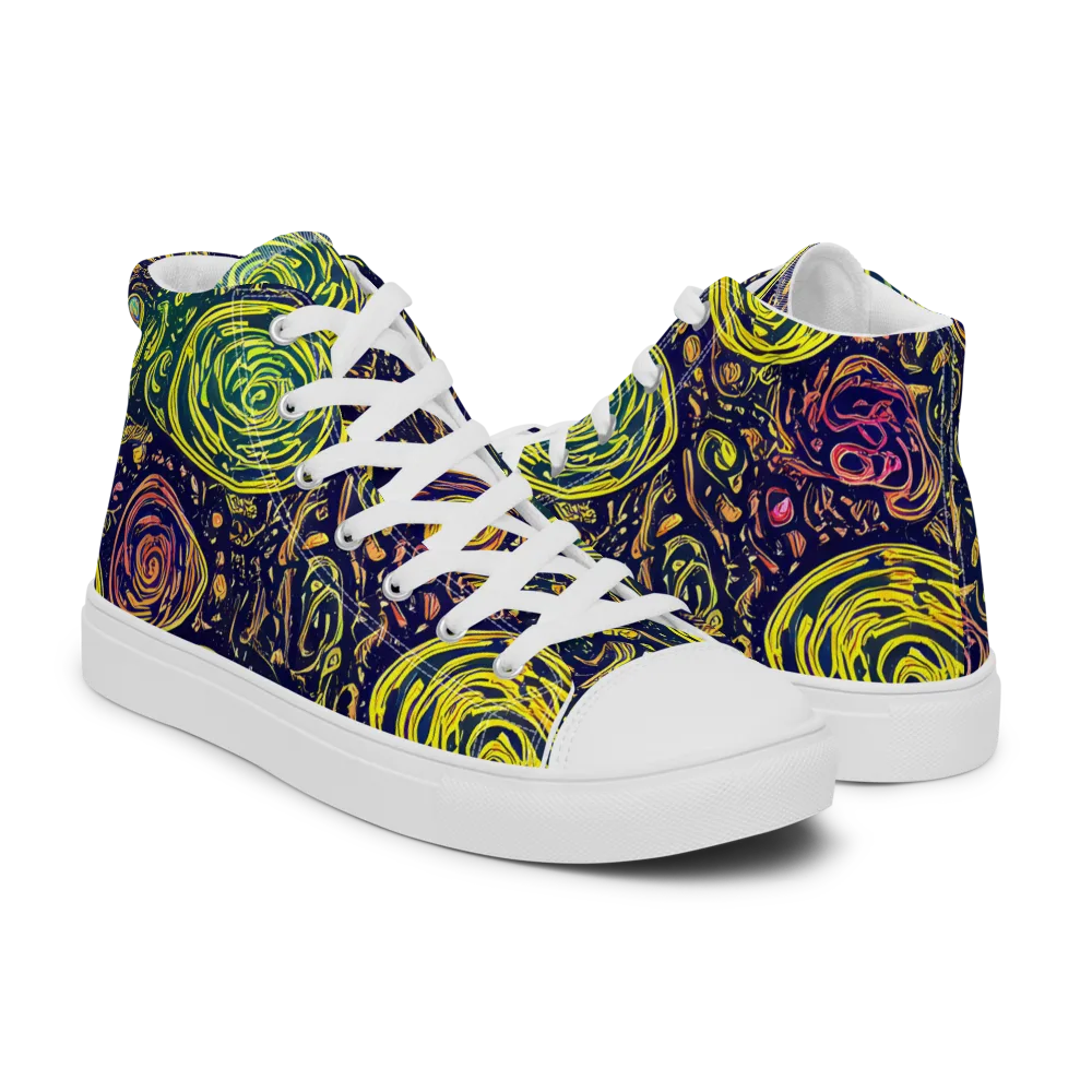 Afterdark Whorl on Men's High Top Canvas Shoes — Right