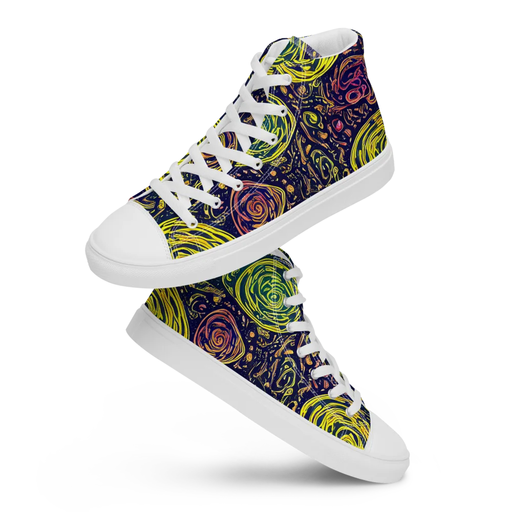 Afterdark Whorl on Men's High Top Canvas Shoes — Front