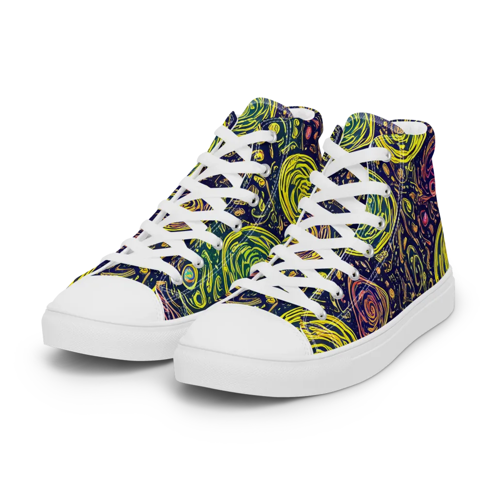 Afterdark Whorl on Women's High Top Canvas Shoes — Left Front