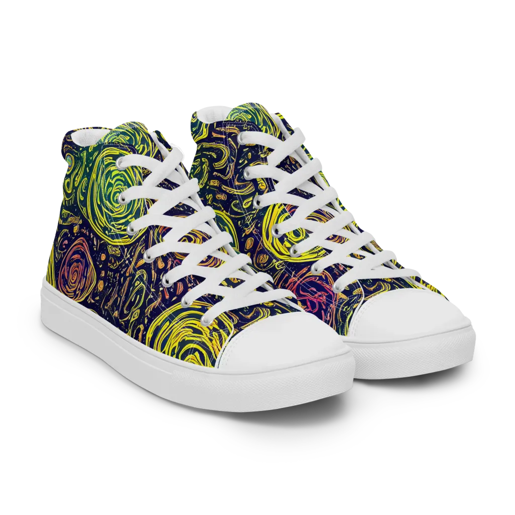 Afterdark Whorl on Women's High Top Canvas Shoes — Right Front