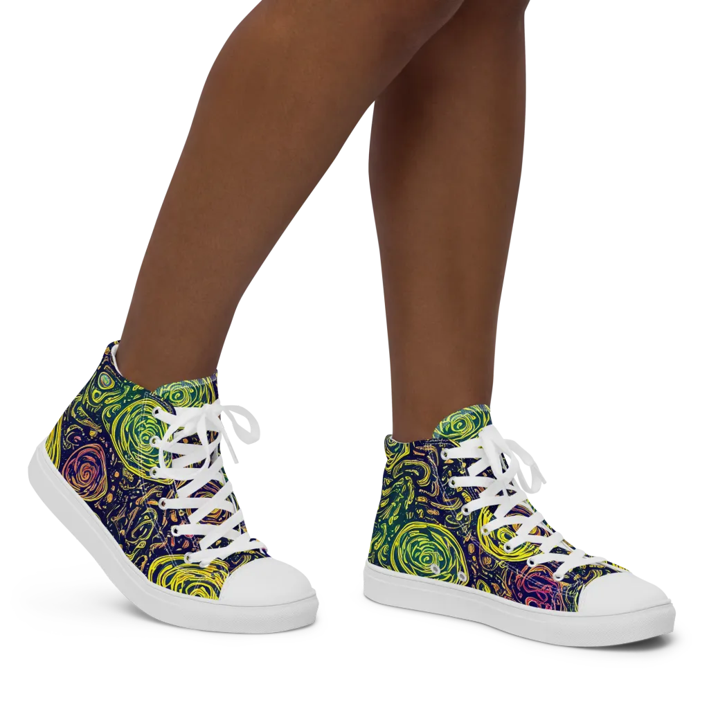 Afterdark Whorl on Women's High Top Canvas Shoes — Right