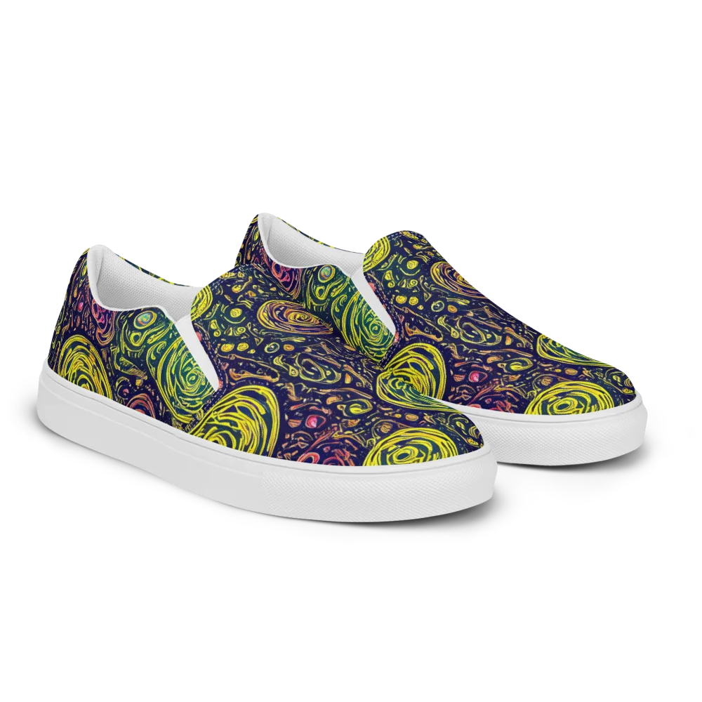 Afterdark Whorl on Men's Slip-On Canvas Shoes — Right Front